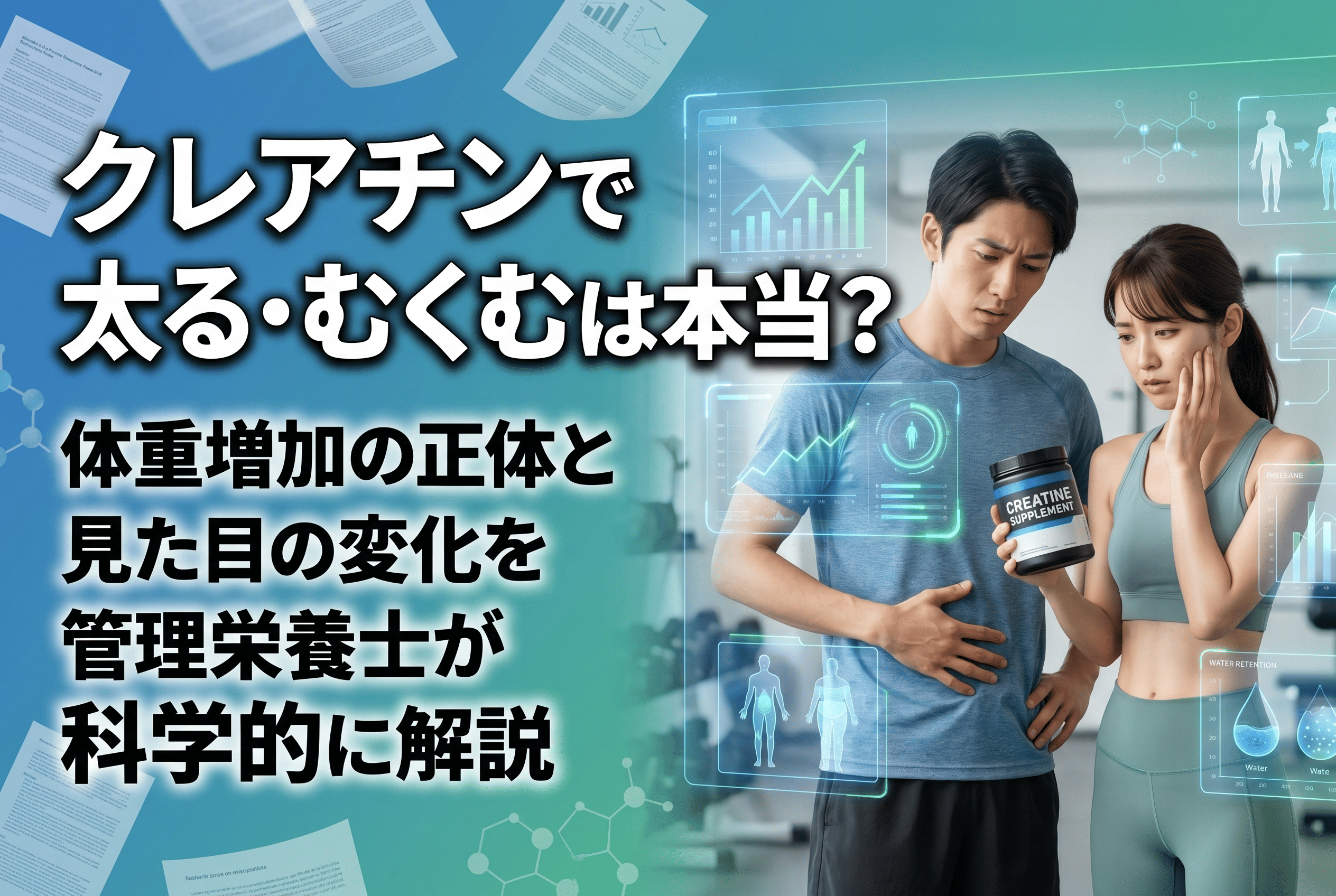 クレアチンで太る・むくむのは本当？体重増加の正体と見た目の変化を管理栄養士が科学的に解説