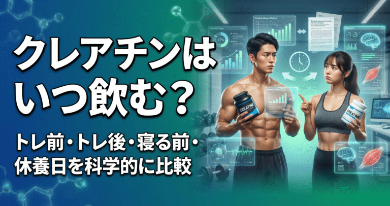 クレアチンはいつ飲む？トレ前・トレ後・寝る前・休養日を科学的に比較